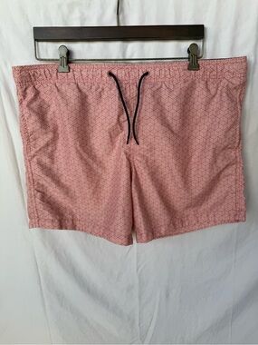 Men's Pink Geometric Drawstring Swimsuit
